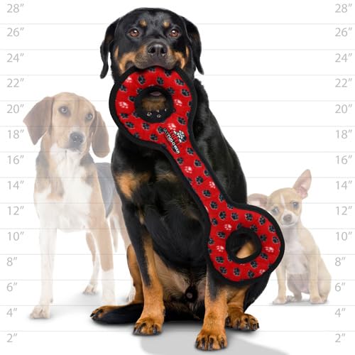 Tuffy® - World'S Tuffest Soft Dog Toy® - Ultimate Tug-O-War - Squeakers - Multiple Layers. Made Durable, Strong & Tough. Interactive Play (Tug, Toss & Fetch). Machine Washable & Floats. (Red Paw)