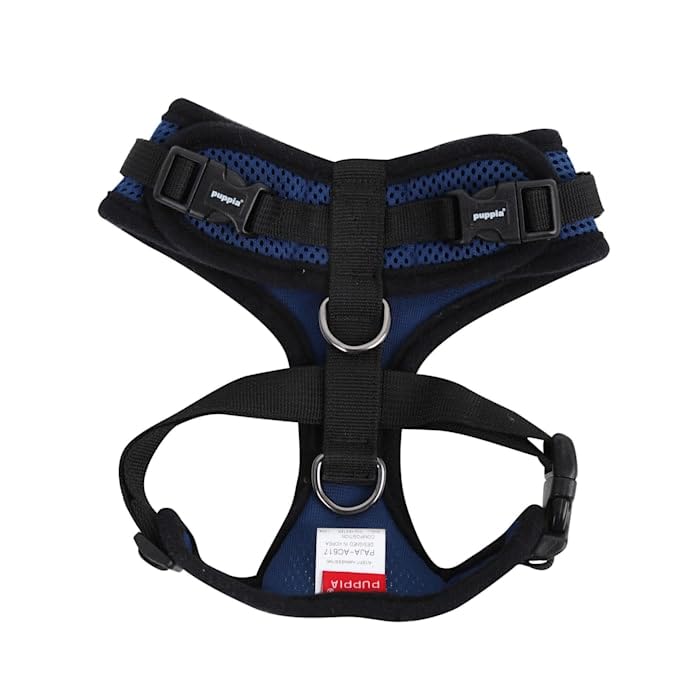 Puppia Authentic Ritefit Harness With Adjustable Neck, Medium, Royal Blue