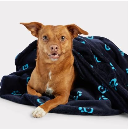 Gf Pet - Premium Dog Blanket Soft Coral Fleece For Small, Medium & Large Dogs (Navy) - Cozy And Luxurious Pet Throw Blanket For Warmth And Comfort