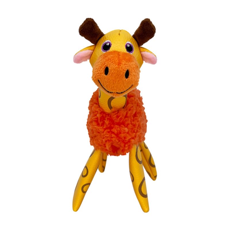 Kong Floofs Shakers - Fluffy Fleece With Squeaker And Faux Leather Legs - Dog Toy (Giraffe, X-Small/Small)