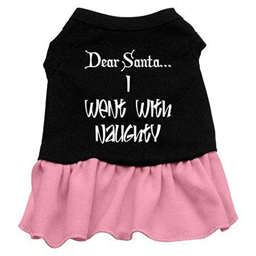 Christmas Pet Dog & Cat Dress Screen Printed, Dear Santa, I Went with Naughty Black W/Light Pink 4XL (30-45 lbs.)