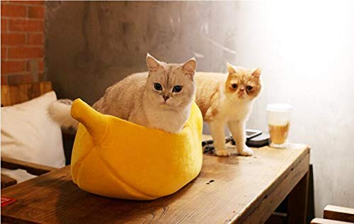 · Petgrow · Cute Banana Cat Bed House Medium Size, Christmas Pet Bed Soft Cat Cuddle Bed, Lovely Pet Supplies For Cats Kittens Rabbit Small Dogs Bed,Yellow