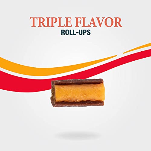 Good'n'Fun Triple Flavor Roll Ups 4 Oz - Cheese, Beef, Pork Treats for Dogs
