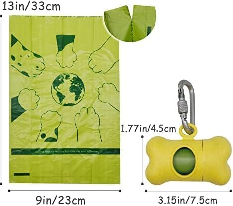 Dog Poop Bags Holder For Leash|Dog Baggie Dispenser With Leak-Proof 15 Poo Bags For Leash On The Go For Walking Doggie Outdoor