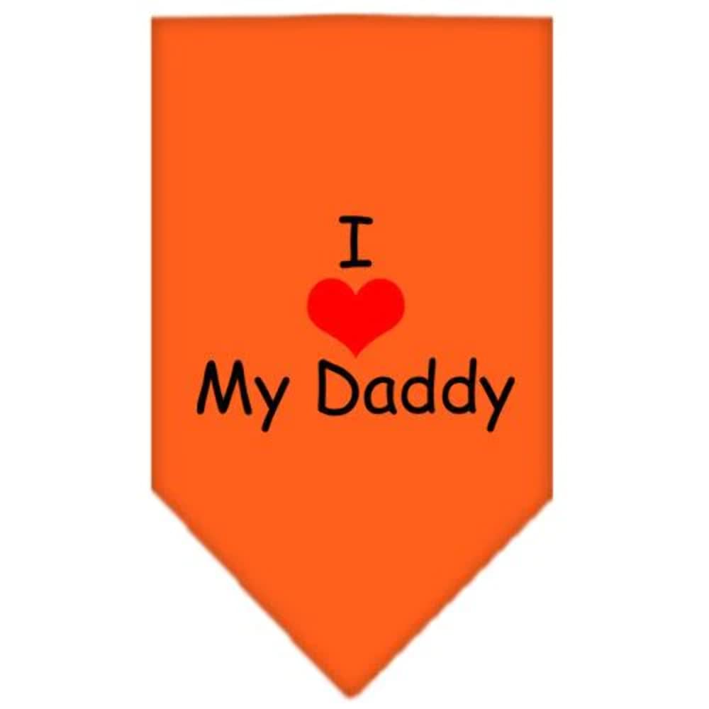 Pet and Dog Bandana Screen Printed, &quot;I Love My Daddy&quot; Orange Large
