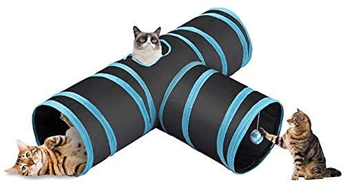 Petlicious & More Pet (T Shape) Cat Tunnel  Collapsible 3 Way Play Toy, Tube Fun For Rabbits, Kittens (Pack Of One)
