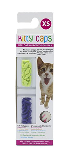 Kitty Caps Nail Caps for Cats  Safe, Stylish & Humane Alternative to Declawing  Stops Snags and Scratches, X-Small (Under 5 lbs)