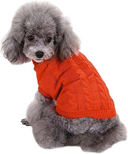 Chborchicen Small Dog Sweaters Knitted Pet Cat Sweater Warm Dog Sweatshirt Dog Winter Clothes Kitten Puppy Sweater (Xx-Small, Or
