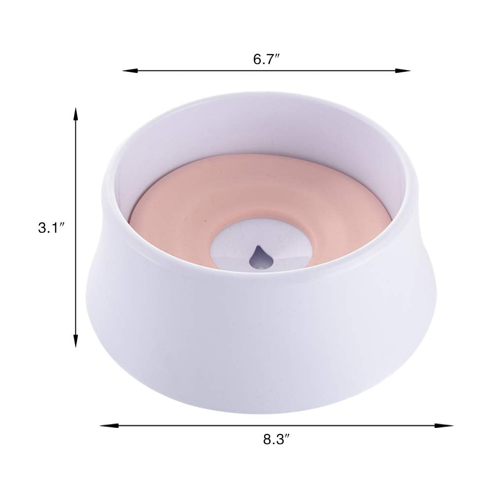 Pet Water Bowl With Floating Disk Spill Proof Water Bowl, Wishlotus Anti-Overturn/Anti-Dust/Anti-Choking Anti-Overflow Bowl To Slow Down Drinking Speed For Dogs And Cats,40 Oz(Pink)