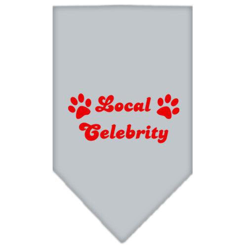 Pet and Dog Bandana Screen Printed, &quot;Local Celebrity&quot; Grey Small