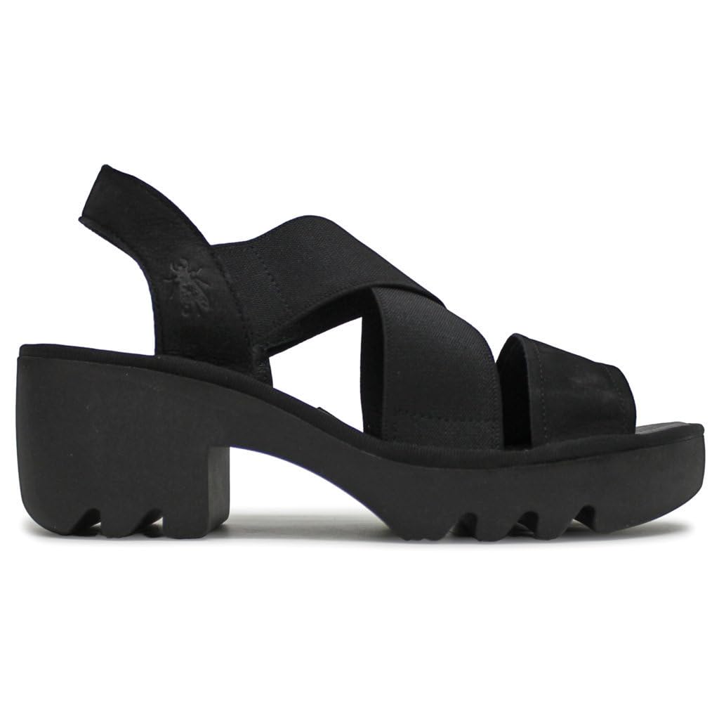 Fly London Womens Wedges Sandal, Black, 9.5
