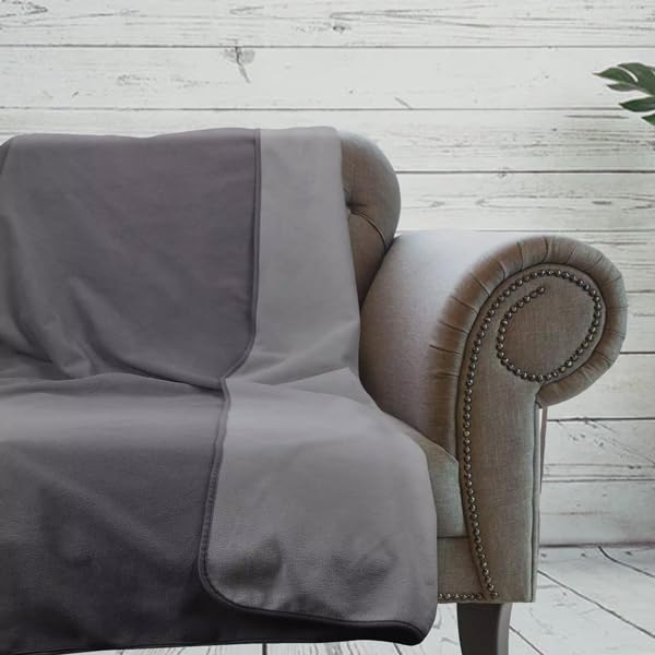 Wesbrad 100% Leak Proof, Waterproof, Totally Pee Proof, Ez-Wash, Durable, 3 Layer Blanket (60''X50'' Slate Grey/Cool Grey) Adult