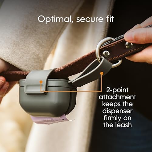 Pet Genie - On-The-Go Dog Poop Bag Dispenser For Leash - Compact And Easy To Use Device For Pet Supplies With 2-Point Secure Att