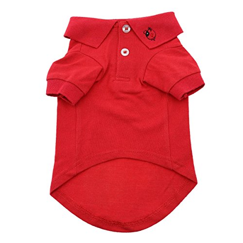 Doggie Design Solid Dog Polo Shirt (Flame Scarlet Red, L)