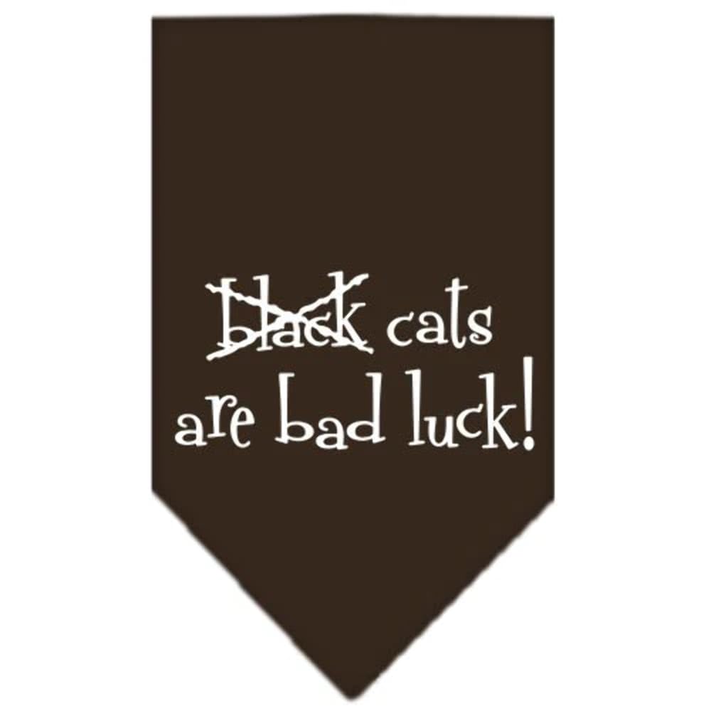 Halloween Pet and Dog Bandana Screen Printed, Black Cats are Bad Luck Cocoa Small