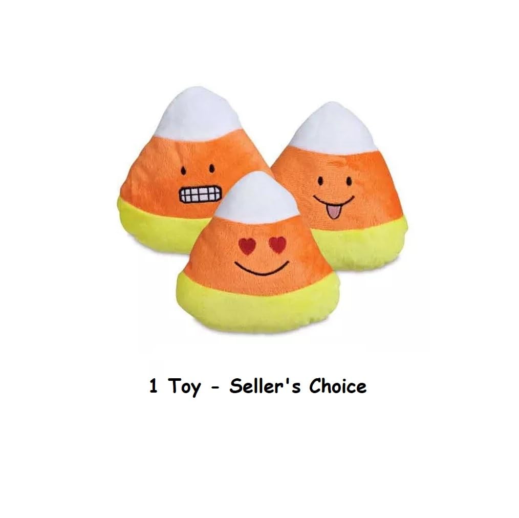 Soft Dog Toys Candy Corn Plush Squeaker Funny Face Emoji 6' Choose Smile Grin Hearts Or Set (Full Set - All 3 Characters)