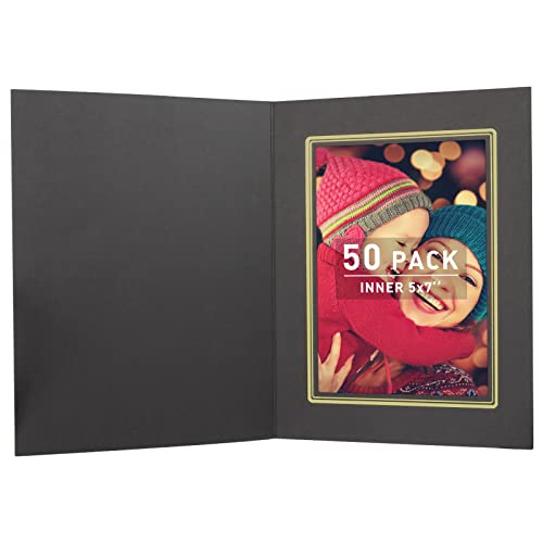 Golden State Art, Pack Of 50, 5X7 Photo Folders, Cardboard Picture Frame, Paper Photo Frame Cards, Greetingsinvitation Cards, Sp