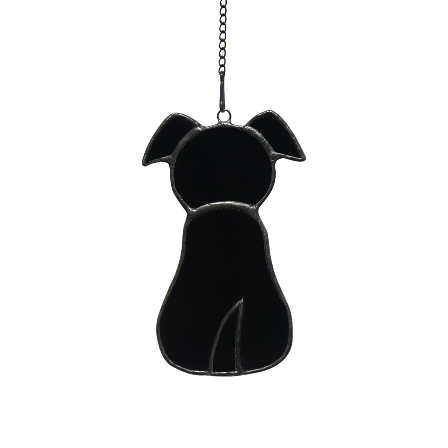 Boxcasa Pet Dog Memorial Gifts,Stained Glass Window Hanging Decoration,Bereavement Remembrance Gifts For Black Dog Lovers,Lost D