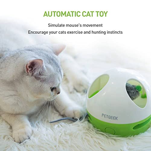 PETGEEK Interactive Cat Toy - Automatic Squeaky Mouse with Catnip, Engaging Indoor Exercise for Cats, Green Color