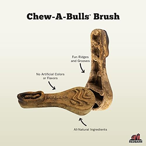 Redbarn Chew-A-Bulls, 6 Pack - Large Brush Shape Dog Dental Treats - Daily Oral Care with Fun Ridges & Grooves, All Natural Ingr