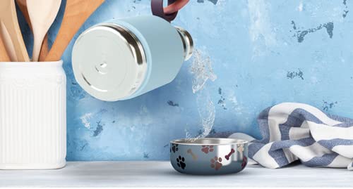 Asobu Dog Bowl Attached To Stainless Steel Insulated Travel Bottle For Human 37Oz/1.1 Liter (White)