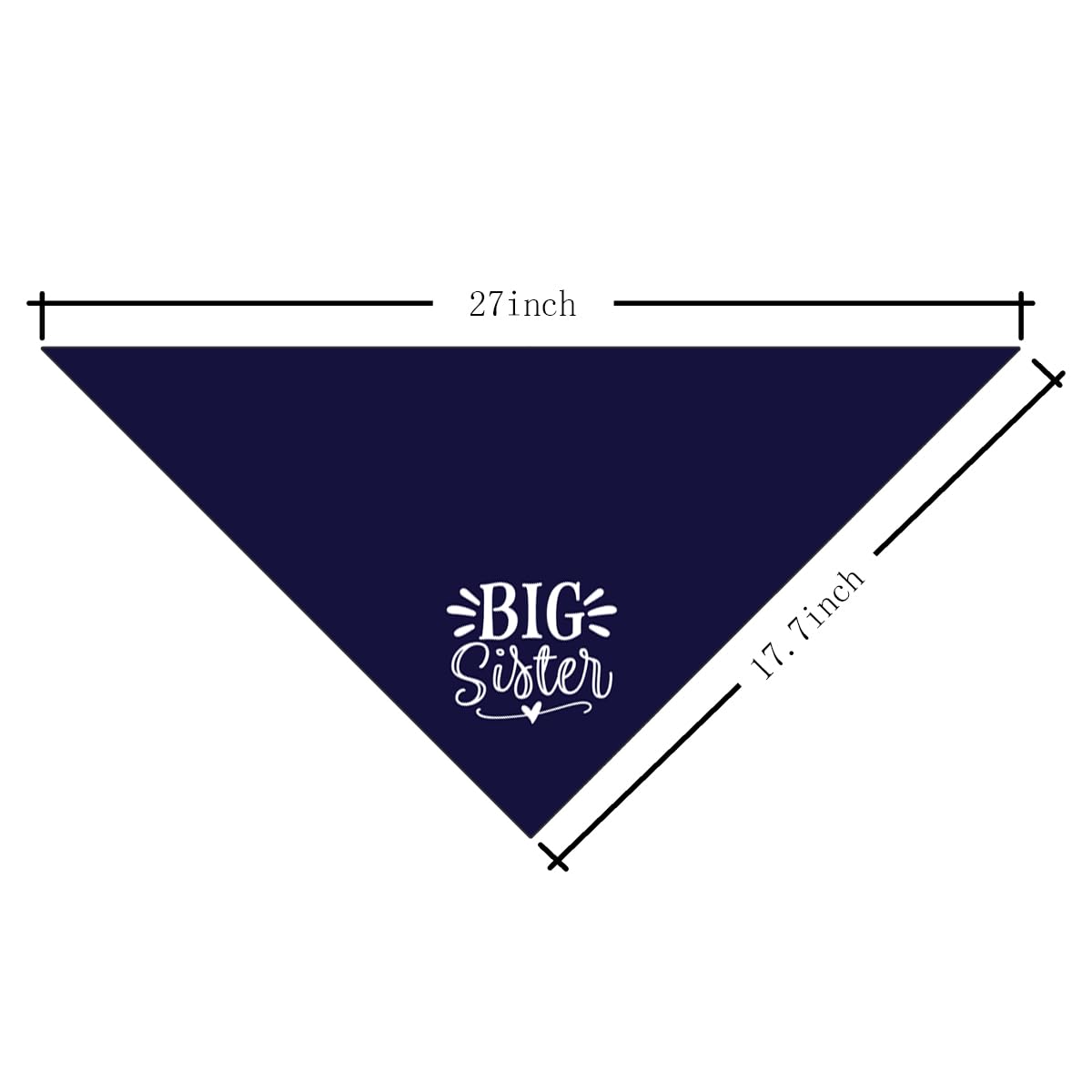 Big Sister Dog Bandana - Dark Blue Triangle Scarf For Small, Medium, Large Dogs - Pet Accessories For Baby Announcement (D33)