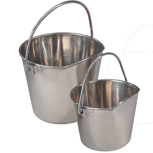 Proselect Stainless Steel Flat Sided Pails — Durable Pails For Fences, Cages, Crates, Or Kennels - 8¾', 6-Quart