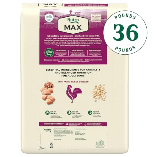 Nutro Max Adult Dry Dog Food with Farm-Raised Chicken, 36 lb Bag
