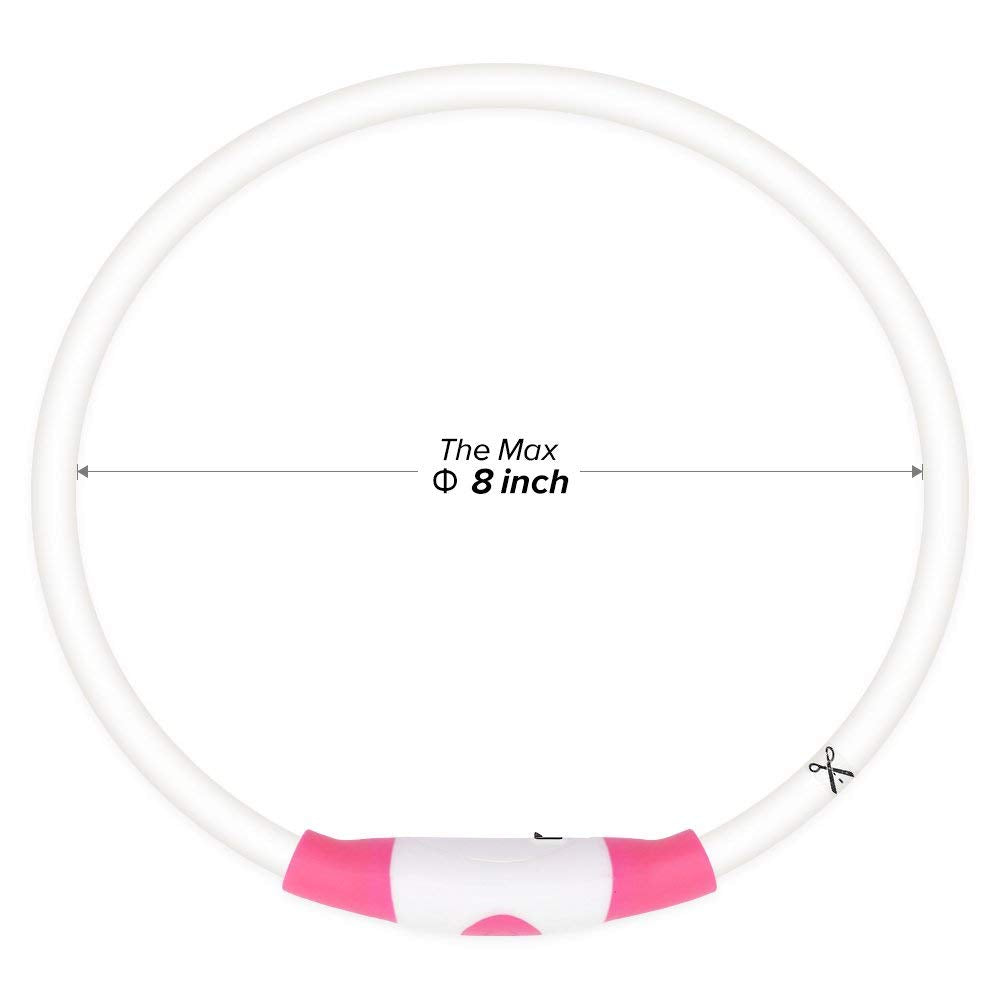 BSEEN LED Dog Collar - Rechargeable Pink TPU Light Up Collar for Small Medium Large Dogs, 70cm, Model VQ-HQ9R-T7XR
