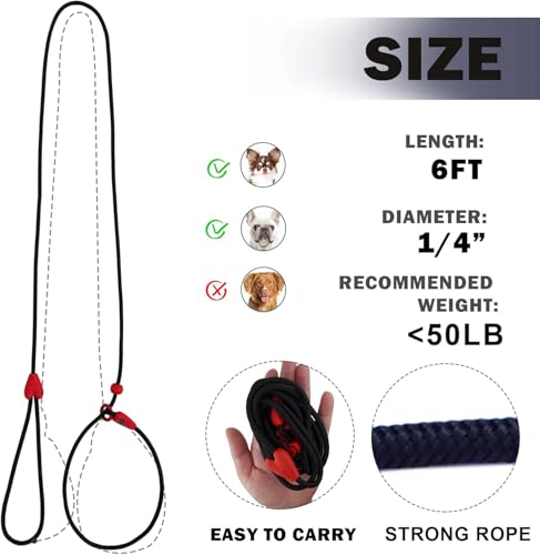 2 Pack Slip Leads For Dogs 6Ft Slip Leash For Dogs Dog Lead Strong Nylon Dog Training Leash No Pull Rope Dog Leash Dog Leashes F