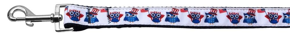 Mirage Pet Products American Owls Ribbon Dog Collar with 1-Inch by 6-Feet Leash