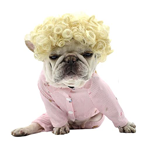 Funny Blonde Curly Dog Wig, Cat Cosplay Wig, Pet Wigs For Halloween, Christmas, Parties, Festivals, Dog Wigs For Small Medium And Large Dogs