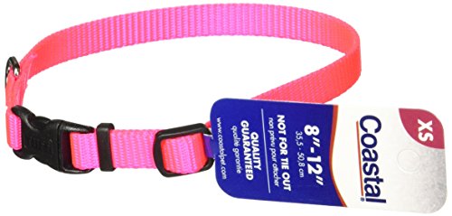 Coastal Pet Products Dcp6301Npk 3/8-Inch Nylon Adjustable Dog Collar, X-Small, Neon Pink