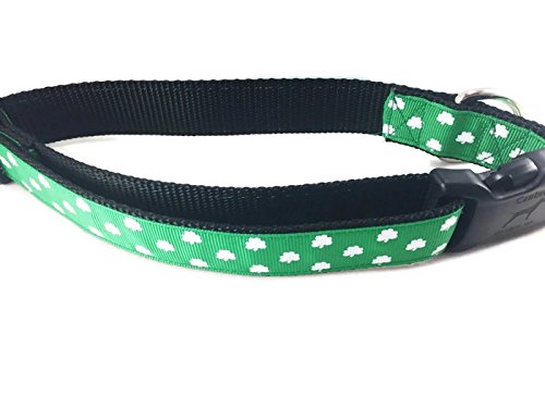 Spring Dog Collar, Caninedesign, Valentine, St Patricks Day, Easter, 1 inch Wide, Adjustable, Nylon, Medium and Large (Shamrocks