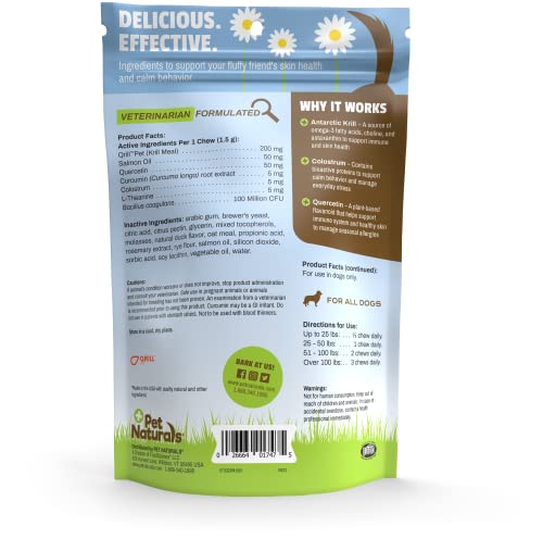 Pet Naturals Allergy Plus Calming Supplement for Dogs, Soft Chew, Duck Flavor, 60 Ct.