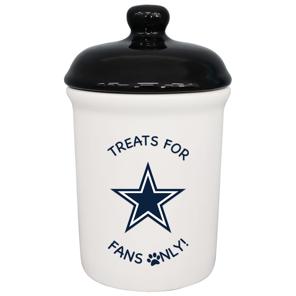 The Memory Company | Licensed NFL Treats for Team Fans Only Ceramic Pet Treat Canister,Dallas Cowboys