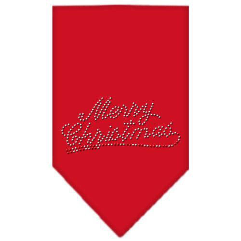 Christmas Pet and Dog Bandana Rhinestone, "Merry Christmas" Navy Blue Large