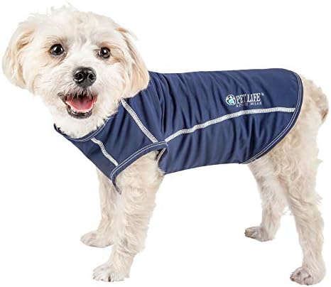 Pet Life  Active Racerbark 4Way Stretch Performance Active Dog Tank Top Tshirt, Navy  Xsmall