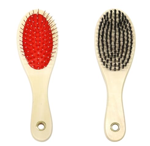 Canine Products Cp 2209 Wooden Double Sided Brush For Pets | Pets Grooming Wooden Brush For Massaging Bathing And Hair Removal 