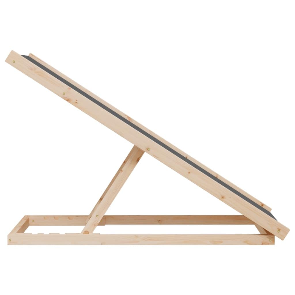 vidaXL Adjustable Height Solid Wood Dog Ramp - Anti-Slip Polyester Surface, Foldable Design for Easy Storage, Suitable for Small to Large Pets, Gray