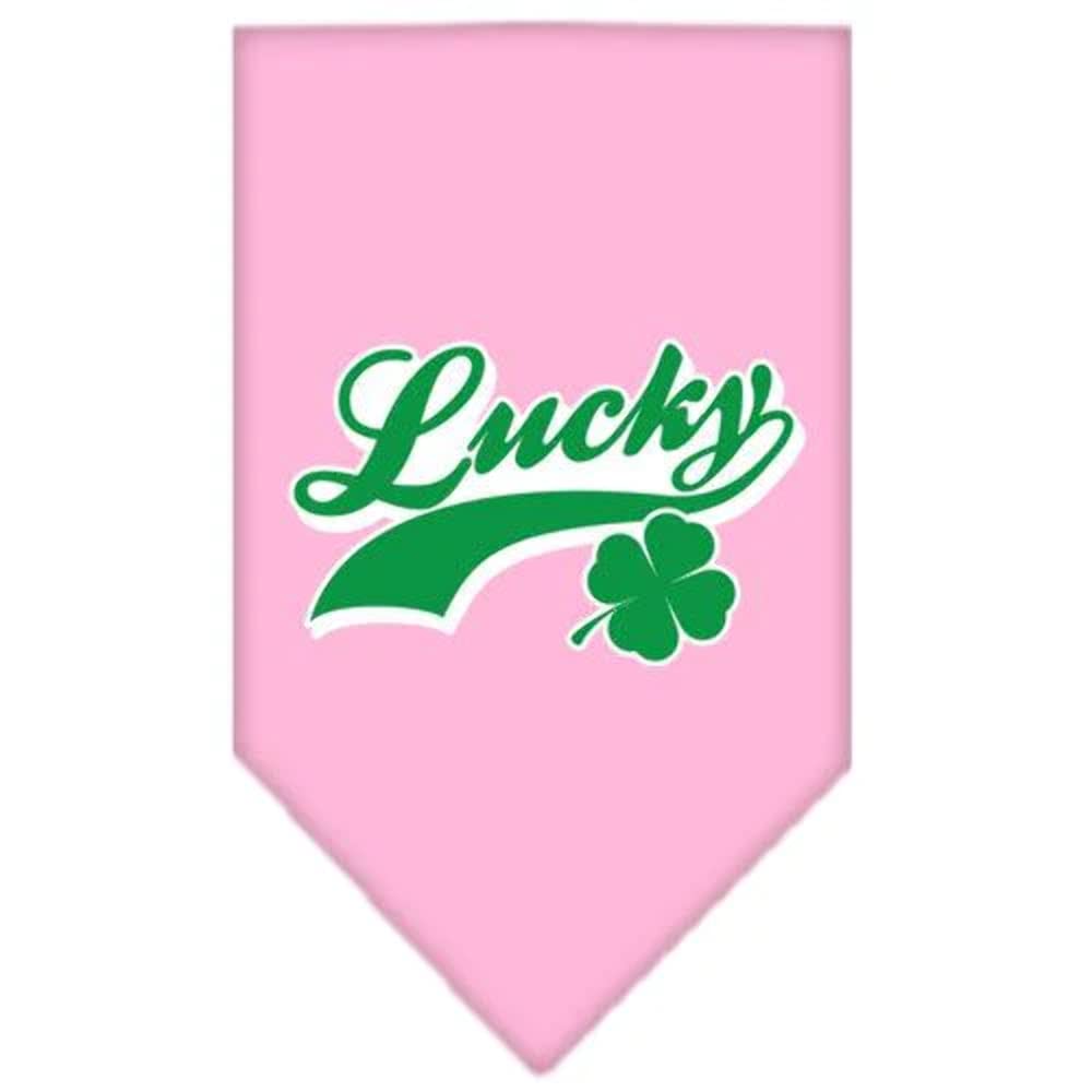 Pet and Dog Bandana Screen Printed, &quot;Lucky Swoosh&quot; Light Pink Large