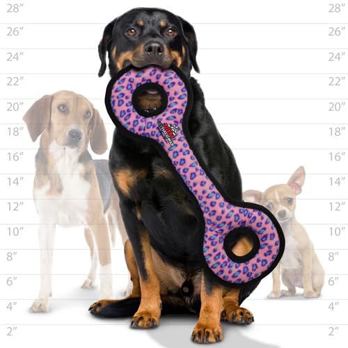 Tuffy- World'S Tuffest Soft Dog Toy- Ultimate Tug-O-War- Pink Leopard-Squeakers - Multiple Layers. Made Durable, Strong & Tough. Interactive Play (Tug, Toss & Fetch). Machine Washable & Floats