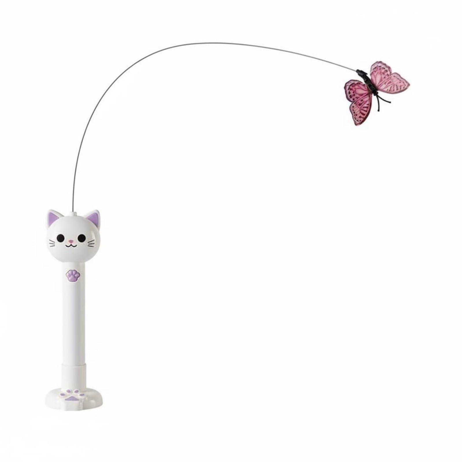 Heavenglow Rotating Butterfly Feline Toy HandsHandsOff Suction Cup Feline Wand Interactive Kitten Wand For Cats, Indoor, Purpl