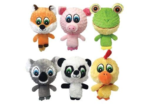 Multipet 4 Knobby Noggins Plush Dog Toy Assorted Styles (Pack of 6)