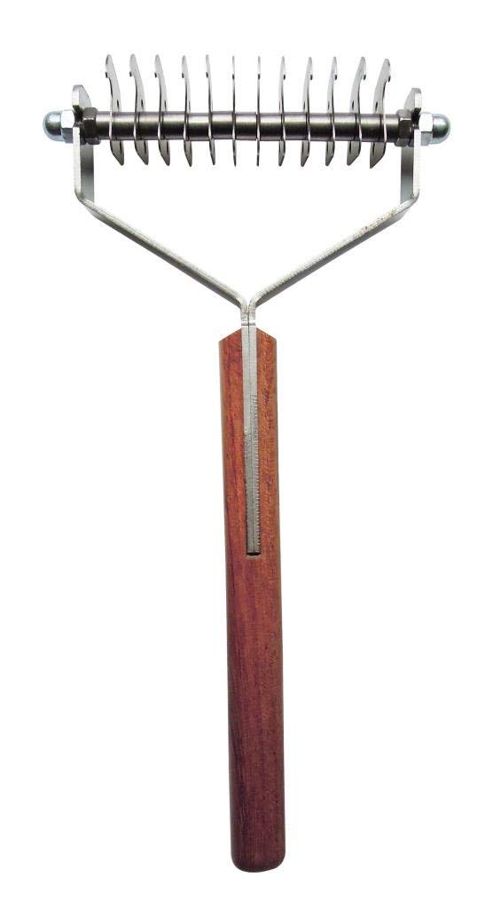 Mars Coat King Double Wide Dematting Undercoat Grooming Rake Stripper Tool For Dogs And Cats, Stainless Steel With Wooden Handle