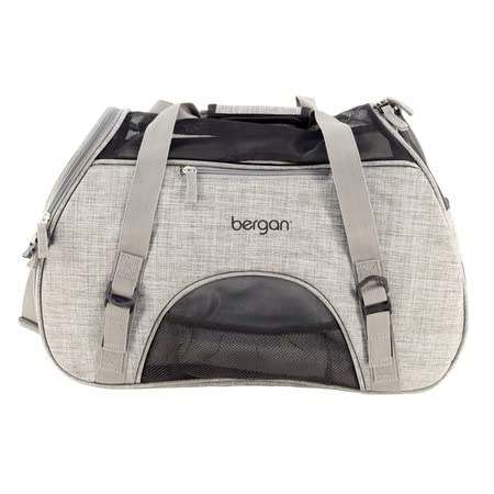 Coastal Pet Bergan Comfort Carrier - Safe, Comfortable Dog & Cat Travel Carrier - Airline Friendly Soft Pet Carrier - Breathable Carrier For Pet Owners - Heather Grey, 16' X 8' X 11'