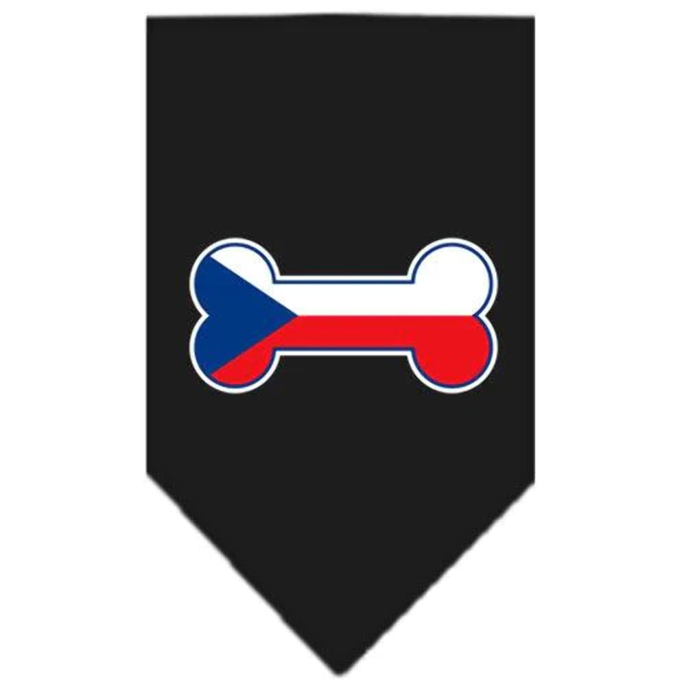 Mirage Pet Products Bone Flag Czech Republic Screen Print Bandana for Pets, Large, Black