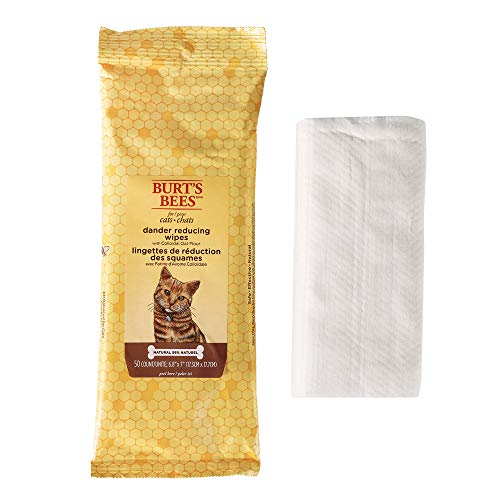 Burt'S Bees For Pets Cat Dander Wipes With Colloidal Oat Flour, 98% Natural Origin Formulas, Cat Dander Remedy, Cat Wipes For Allergy Relief, Cat Dander Wipes, 50Ct