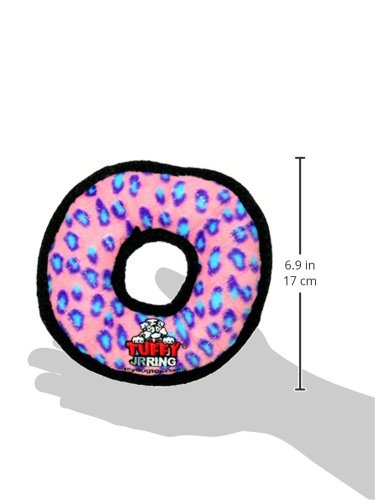 Tuffy - World'S Tuffest Soft Dog Toy -Junior Ring- Pink Leopard -Squeakers -Multiple Layers.Made Durable, Strong & Tough.Interactive Play(Tug, Toss & Fetch).Machine Washable & Floats