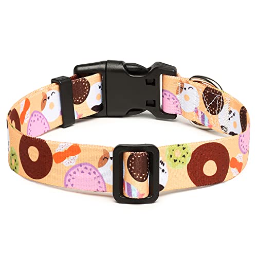 Mercano Adjustable Dog Collar - Special Design Patterns, Soft Nylon Comfortable Durable Pet Collar For Small Medium Large Dogs (S, Beige Cookie)